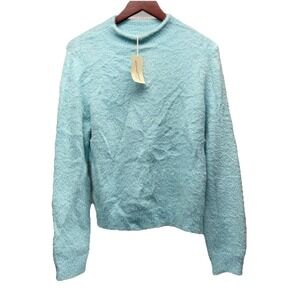 Women's Universal Thread Light Blue Fuzzy Mock Neck Sweater M Cozycore Soft Girl